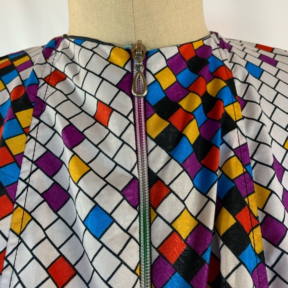 Homemade Tetris Print Peplum Blouse Small - Picture 4 of 14